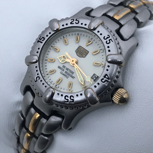Elgin Accessories - Elgin Steel Women Watch Gold Silver Tone w/ Date